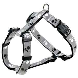 Trixie Geschirr Silver Reflect - Pfotenmotiv - 36-45cm / 15mm