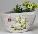 Dekorativer Blumentopf mit hochwertigem Aufdruck einer Hortensie 20 x 11 cm